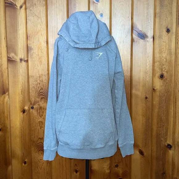 Gym Shark men’s hoodie gym sweatshirt size medium workout hoodie light gray - Picture 4 of 6